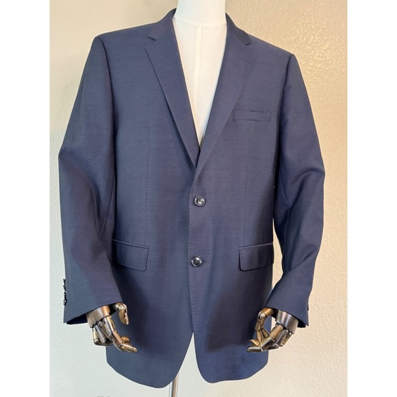 Hugo Boss HUGO 100% Virgin Wool Navy Blazer 46R Modern Fit Mens Jacket - Picture 2 of 8